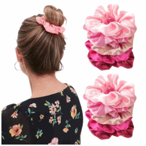 Kit 100 Xuxinhas de Cetim Scrunchie Tons de Rosa